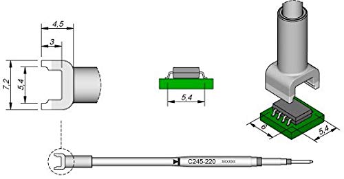 JBC SMD-Entlötspitze Serie C245, C245220/5,4 x 6,0 mm, für Dual-In-Line-IC C245220 (2045 2245 C245 Loetkartusche Loetpatrone Loetspitze Lötkartusche Lötpatrone Lötspitze SMD Entlötspitze) von JBC