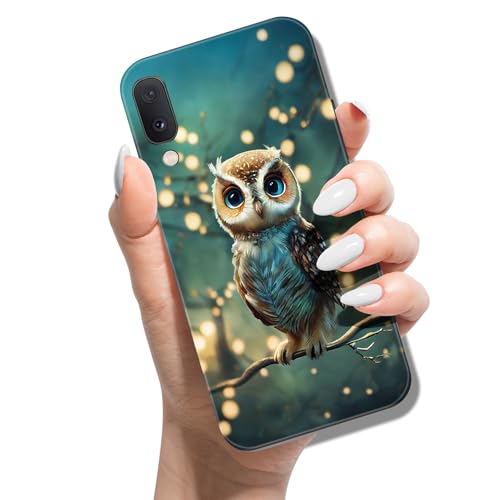 Handyhülle für Samsung Galaxy A50 Hülle Tier Muster Motiv Weich TPU Silikon Schwarz Case für Mädchen Jungen Dünn Slim Soft Cover - Eulen-Baum von JBGO