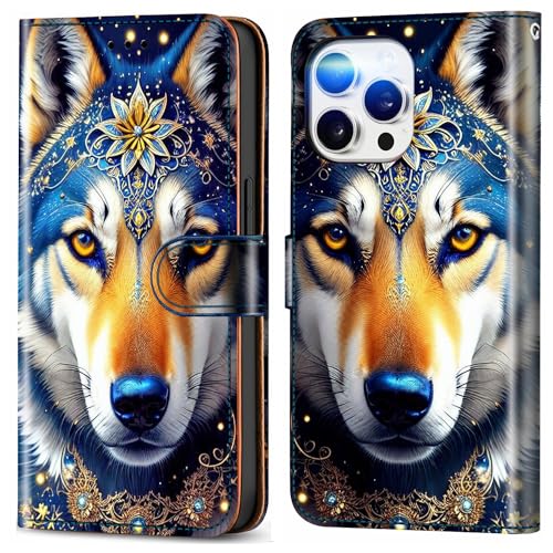 Lederhülle Klapphülle für iPhone 15 Pro 6.1 Muster Tierdruck Marmor Handyhülle Tasche Etui mit Kartenfach Brieftasche Cover Case Mädchen Jungen - Mandala-Wolf Lederhülle Klapphülle für iPhone 15 Pro 6.1 Muster Tierdruck Marmor Handyhülle Tasche Etui mit Kartenfach Brieftasche Cover Case Mädchen Jungen - Mandala-Wolf von JBGO