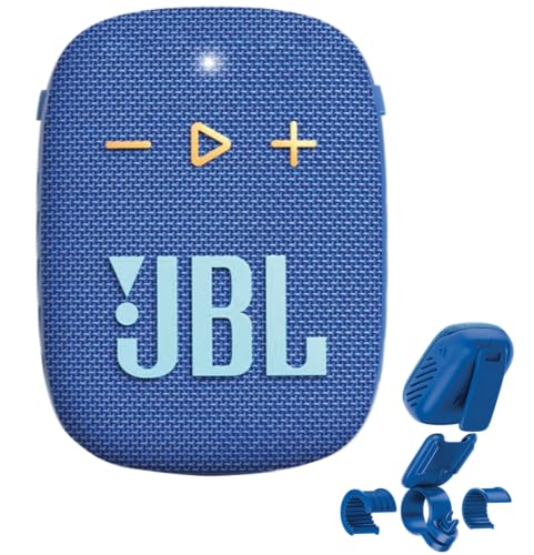 JBL Box Wind 3S Tragbarer Mini Bluetooth Lautsprecher Wasserdicht mit Clip für Sport, Fahrrad und Roller - Bass Boost - Blau von JBL