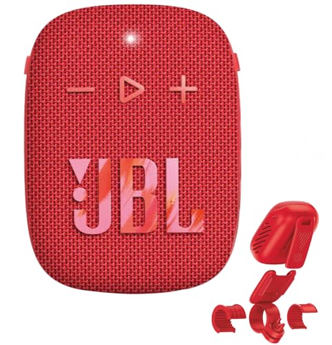 JBL Box Wind 3S Tragbarer Mini Bluetooth Lautsprecher Wasserdicht mit Clip für Sport, Fahrrad und Roller - Bass Boost - Rot von JBL