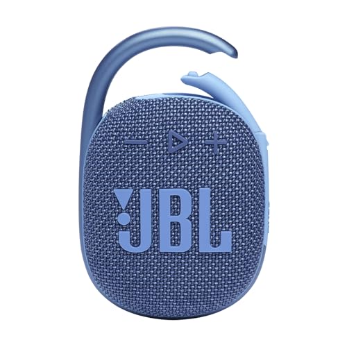 JBL Clip 4 Eco Bluetooth Lautsprecher aus recyceltem Material in Blau – Wasserdichte, tragbare Musikbox mit praktischem Karabiner – Bis zu 10 Stunden kabelloses Musik Streaming von JBL