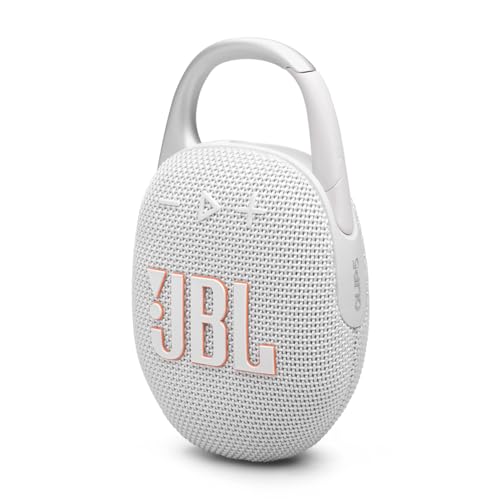 JBL Clip 5 in White - Portable Bluetooth Speaker Box Pro Sound, Deep Bass and Playtime Boost Function - Waterproof and Dustproof - 12 Hours Runtime von JBL