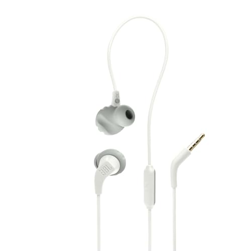 JBL Endurance Run 2 – Schweißresistenter In-Ear-Sport-Kopfhörer in Weiß – Mit integrierter Freisprechfunktion und Kabel von JBL