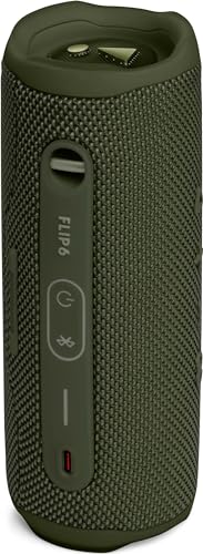JBL Flip 6 Bluetooth Box in Grün – Wasserdichter, tragbarer Lautsprecher mit 2-Wege-Lautsprechersystem für kraftvollen Sound – Bis zu 12 Stunden kabellos Musik abspielen von JBL