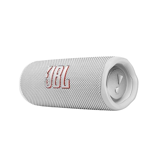 JBL Flip 6 Bluetooth Box in Weiß – Wasserdichter, tragbarer Lautsprecher mit 2-Wege-Lautsprechersystem für kraftvollen Sound – Bis zu 12 Stunden kabellos Musik abspielen von JBL