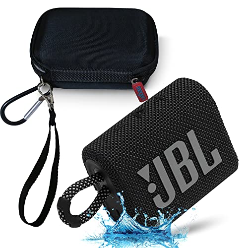 JBL GO 3 Wasserdichte Ultra-tragbare Bluetooth-Lautsprecher-Bundle mit Megen-Hartschalenhülle (schwarz) von JBL