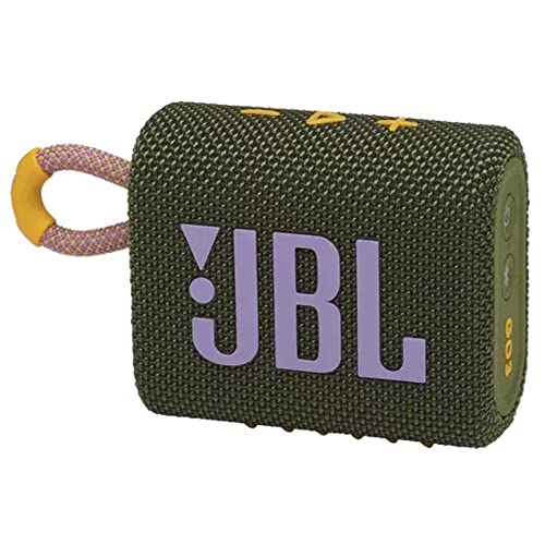JBL GO 3 kleine Bluetooth Box in Grün – Wasserfester, tragbarer Lautsprecher für unterwegs – Bis zu 5h Wiedergabezeit mit nur einer Akkuladung von JBL