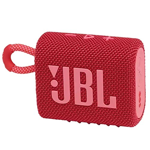 JBL GO 3 kleine Bluetooth Box in Rot – Wasserfester, tragbarer Lautsprecher für unterwegs – Bis zu 5h Wiedergabezeit mit nur einer Akkuladung von JBL