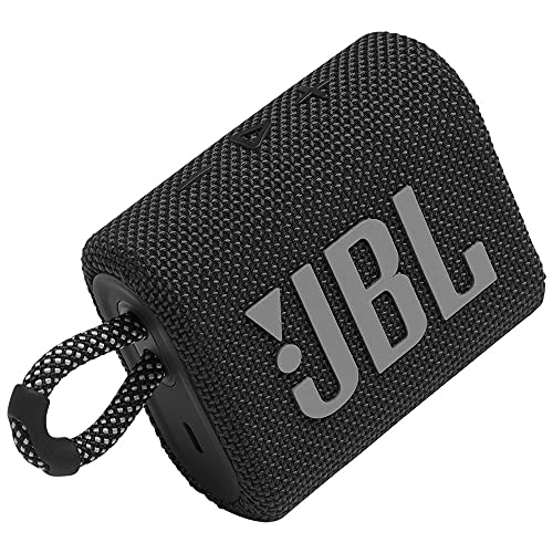 JBL GO 3 kleine Bluetooth Box in Schwarz – Wasserfester, tragbarer Lautsprecher für unterwegs – Bis zu 5h Wiedergabezeit mit nur einer Akkuladung. (1er Pack) von JBL