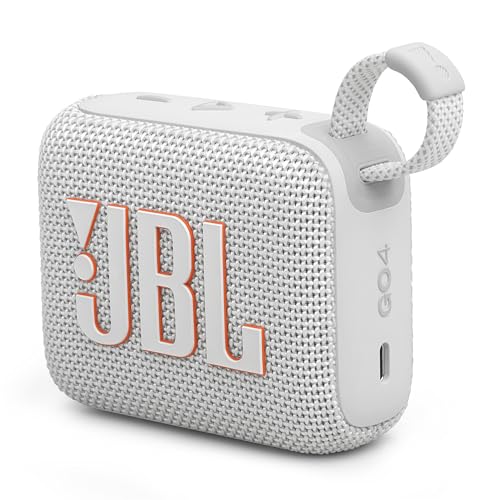 JBL Go 4 in White - Portable Bluetooth Speaker Box Pro Sound, Deep Bass and Playtime Boost Function - Waterproof and Dustproof - 7 Hours Runtime von JBL