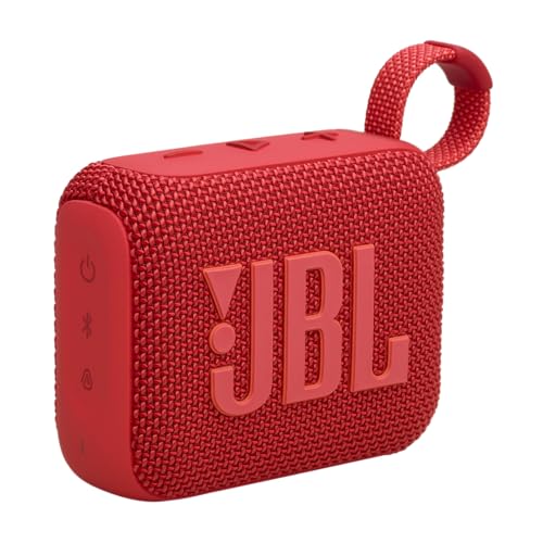 JBL Go 4 in Rot – Tragbare Bluetooth-Lautsprecher-Box Pro Sound, tiefem Bass und Playtime-Boost-Funktion – Wasserfest und staubfest – 7 h Laufzeit von JBL