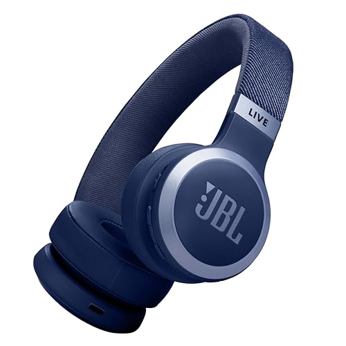 JBL Live 670 NC – Bluetooth On-Ear-Kopfhörer mit adaptivem Noise-Cancelling – Kabellose Ohrhörer mit JBL Signature Sound und Sprachassistent – Langer Musikgenuss für bis zu 65 Stunden – In Blau von JBL