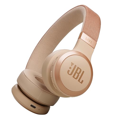 JBL Live 670 NC – Bluetooth On-Ear-Kopfhörer mit adaptivem Noise-Cancelling – Kabellose Ohrhörer mit JBL Signature Sound und Sprachassistent – Langer Musikgenuss für bis zu 65 Stunden – In Sandstein von JBL