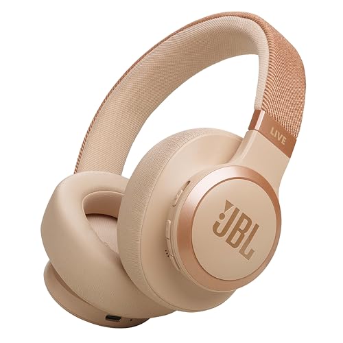JBL Live 770 NC – Bluetooth Over-Ear-Kopfhörer mit adaptivem Noise-Cancelling – Kabellose Ohrhörer mit JBL Signature Sound und Sprachassistent – Langer Musikgenuss für bis zu 65 Stunden – In Sandstein von JBL