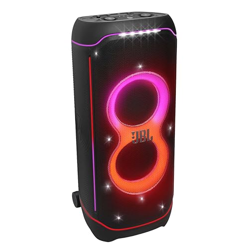 JBL PartyBox Ultimate – Kraftvoller Lautsprecher mit Bluetooth und Wifi – JBL Pro Sound mit Lichteffekten – Wasserfest und mit Rädern zum einfachen Transport – Schwarz von JBL