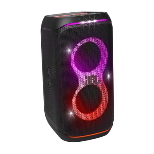 JBL Partybox Stage 120 in Schwarz – Tragbare Bluetooth-Lautsprecher-Box Pro Sound, Lichtshow, KI-Sound-Boost und Teleskopgriff – 12 h Laufzeit von JBL