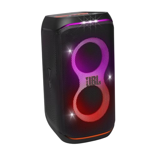 JBL Partybox Stage 120 in Schwarz – Tragbare Bluetooth-Lautsprecher-Box Pro Sound, Lichtshow, KI-Sound-Boost und Teleskopgriff – 12 h Laufzeit von JBL