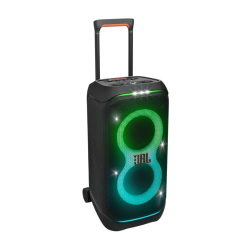 JBL Partybox Stage 320, Portable Party Speaker, Integrated Wheels and Telescopic Handle, Pro Sound, Light Show, 18 Hours of Battery Life, IPX4 Splash Resistant, in Black von JBL