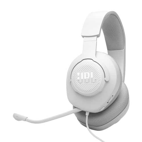JBL Quantum 100M2 Kabelgebundenes Over-Ear Gaming Headset mit JBL QuantumSOUND Signature, 3,5-mm-Klinke, Multi-Plattform-Kompatibilität und abnehmbarem Mikrofon mit Stummschaltungsoption, Weiß von JBL