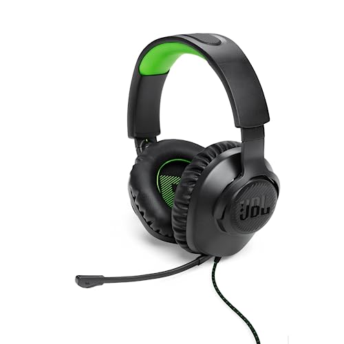 JBL Quantum 100X Over-Ear-Gaming-Headset – Wired 3,5 mm Klinke – Mit abnehmbarem Boom-Mikrofon – Kompatibel mit vielen Plattformen – Schwarz-Grün von JBL