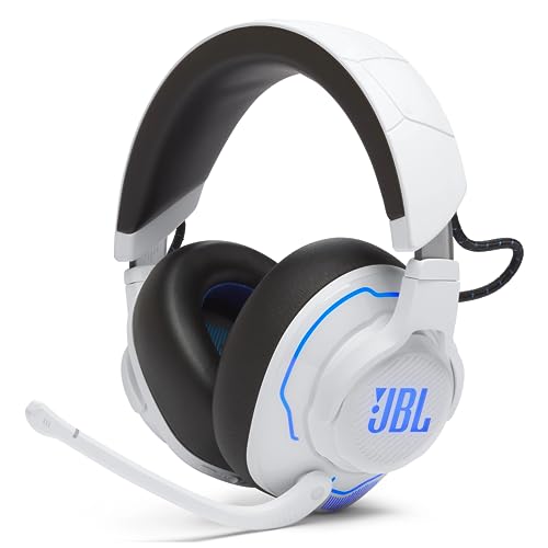 JBL Quantum 910P Over-Ear Gaming Kopfhörer – Für die Playstation und weitere Konsolen – Mit Head-Tracking-Funktion, ANC und 39 Stunden Akkulaufzeit – Weiß von JBL