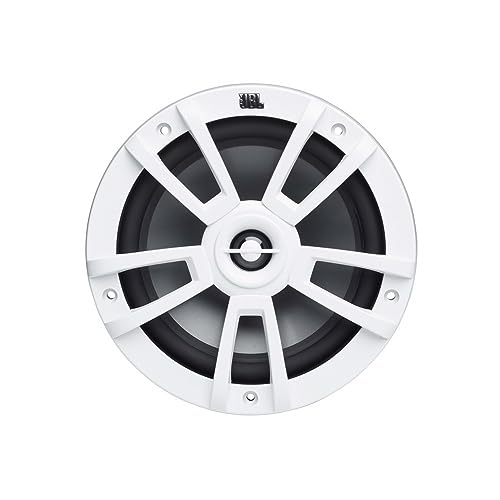 JBL Stage Marine Lautsprecher Wasserdicht 8" (200mm) - 375 Watt Zwei-Wege Hoch-Seetaugliche Bootslautsprecher - UV und Salzwasser resistente Outdoor Einbaulautsprecher - Farbe: Weiß von JBL