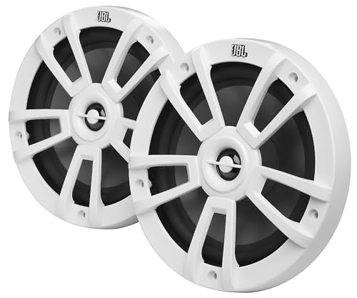 JBL Stage Marine Lautsprecher Wasserdicht 8" (200mm) - 375 Watt Zwei-Wege Hoch-Seetaugliche Bootslautsprecher - UV und Salzwasser resistente Outdoor Einbaulautsprecher - Farbe: Weiß von JBL