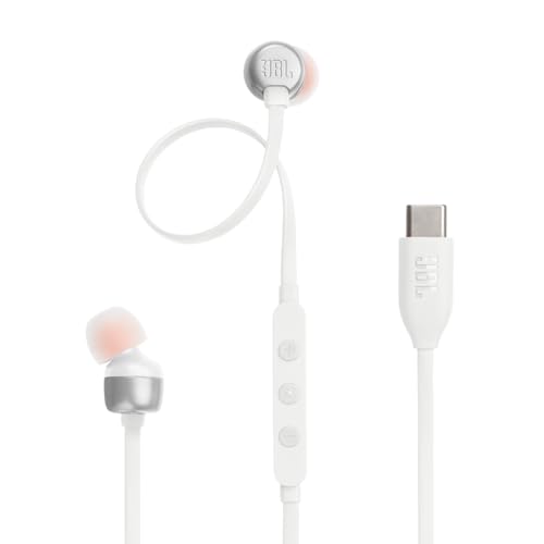 JBL Tune 310C Headphones - Wired In-Ear Headphones Pure Bass Sound, Microphone and USB-C Port - White von JBL