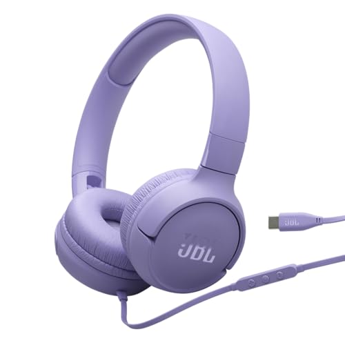 JBL Tune 520C, kabelgebundene On-Ear-Kopfhörer mit Mikrofon, Pure Bass Sound, EQ-Presets, USB-C-Anschluss, faltbares Design und kabelsalatfreies Kabel, Violett JBL Tune 520C, kabelgebundene On-Ear-Kopfhörer mit Mikrofon, Pure Bass Sound, EQ-Presets, USB-C-Anschluss, faltbares Design und kabelsalatfreies Kabel, Violett von JBL