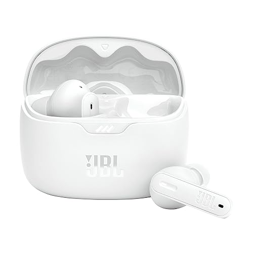 JBL Tune Beam – Wasserresistente, True-Wireless In-Ear-Kopfhörer mit Noise-Cancelling in Weiß – Mit bis zu 48 h Musikwiedergabe von JBL