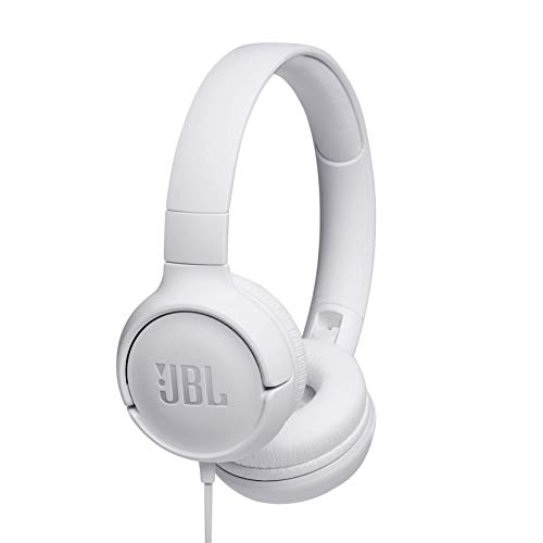 JBL Tune 500 On-Ear Kopfhörer mit Kabel - Weiß – Ohrhörer mit 1-Tasten-Fernbedienung, integriertem Mikrofon und Sprachassistent – Telefonieren und Musik hören unterwegs von JBL