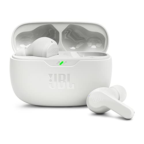 JBL Wave Beam – Kabellose In-Ear Ohrhörer mit IP54 und IPX2 Wasserdichtigkeit – Freisprechfunktion und 32 Stunden Akkulaufzeit – In Weiß von JBL