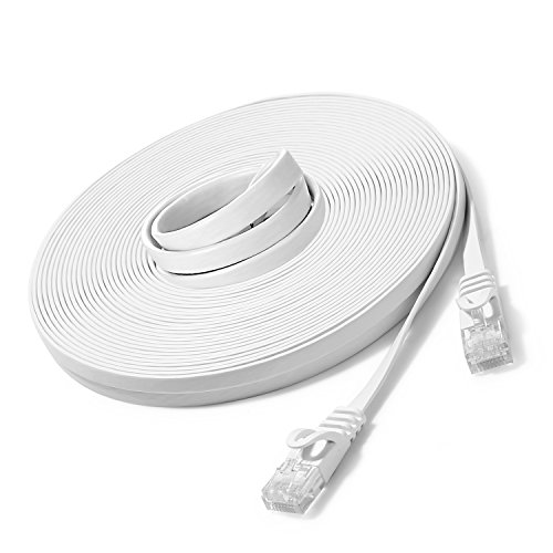 JBSTK 20m - Flachkabel CAT6 | Weiss- 1 Stück | 10/100/1000 Mbit/s | Gigabit LAN Netzwerkkabel von JBSTK