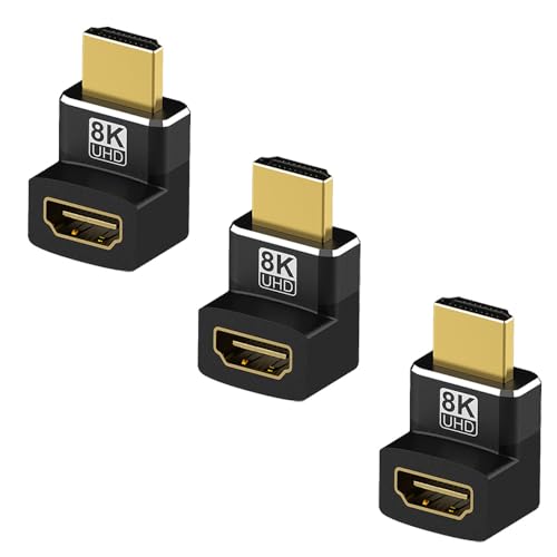 JBSTK 3X 8K HDMI Winkelstecker 270 Grad, HDMI Verbinder 2.1, Stecker auf Buchse, HDMI 270 Grad Winkeladapter Vergoldet，8K@60Hz / 4K@120Hz, eARC, HDR, Dolby von JBSTK