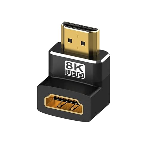 JBSTK 8K HDMI Winkelstecker 90 Grad, HDMI Verbinder 2.1, Stecker auf Buchse, HDMI 90 Grad Winkeladapter Vergoldet，8K@60Hz / 4K@120Hz, eARC, HDR, Dolby für Wandmontage TV/Laptop/Roku Stick/PS5 von JBSTK