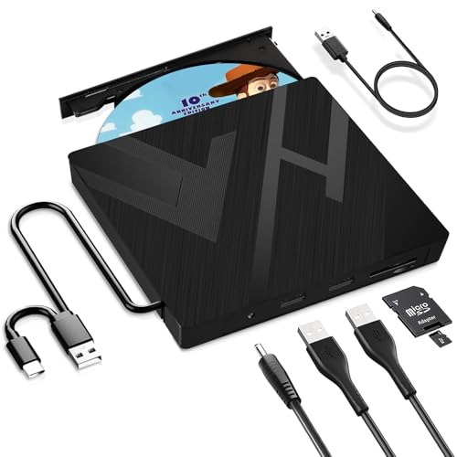 JBonest Externes CD DVD Laufwerk USB 3.0 Typ-C, Extern mit SD/TF-Kartenleser Portable RW Brenner,Schnelle Datenübertragung für Laptop,Desktop,MacBook, Win11/10/8/7/XP, Linux,Mac OS,Vista JBonest Externes CD DVD Laufwerk USB 3.0 Typ-C, Extern mit SD/TF-Kartenleser Portable RW Brenner,Schnelle Datenübertragung für Laptop,Desktop,MacBook, Win11/10/8/7/XP, Linux,Mac OS,Vista von JBonest