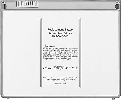 10,8 V 60 Wh 5600 mAh A1175 Ersatz-Laptopbatterie für MacBook Pro 15 Zoll A1175 A1260 A1150 A1211 A1226 MA348G/A MA466LLA 10,8 V 60 Wh 5600 mAh A1175 Ersatz-Laptopbatterie für MacBook Pro 15 Zoll A1175 A1260 A1150 A1211 A1226 MA348G/A MA466LLA von JCEQNVWL