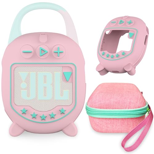 Hard Case und Silikon Cover für JBL Clip 5 Ultra Portable Bluetooth Lautsprecher Zubehör, Weiche Silikon Hülle für JBL Clip 5 Lautsprecher Stand Up Halter (Hardcase und Silikonhülle) (Rosa) von JCHPINE