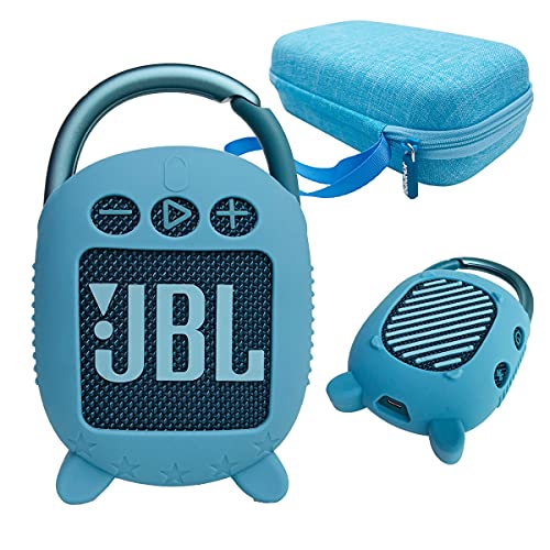 Hartschalen-Tragetasche und Silikon-Abdeckung für JBL Clip 4 Tragbarer Bluetooth-Lautsprecher, schützende Reise-Schutzhülle für JBL Clip 4 (Hartschalenetui + Silikonhülle) (blau) von JCHPINE