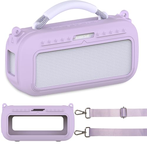 JCHPINE Silikon-Schutzhülle für Bose SoundLink Max Tragbares Lautsprecherzubehör, weiche Silikonhülle für Bose SoundLink Max Bluetooth-Lautsprecher mit Schultergurt (violette Hülle) von JCHPINE