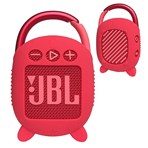 Silikon Cover Hülle für JBL Clip 4 Tragbarer Bluetooth Lautsprecher, Schutzhülle Tragetasche für JBL Clip 4 Tragbarer Bluetooth Lautsprecher (Nur Hülle) (Rot) von JCHPINE