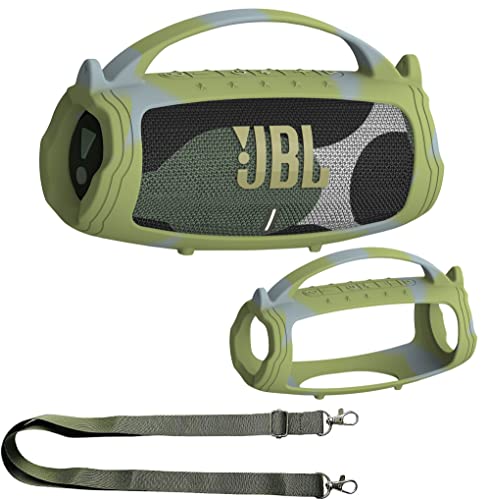 Silikon-Schutzhülle für JBL Charge 5, tragbarer Bluetooth-Lautsprecher, schützende Hülle für JBL Charge 5, tragbares Bluetooth-Lautsprecher-Zubehör (Camouflage-Hülle) von JCHPINE