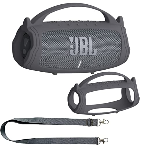 Silikon-Schutzhülle für JBL Charge 5, tragbarer Bluetooth-Lautsprecher, schützende Schutzhülle für JBL Charge 5, tragbares Bluetooth-Lautsprecher-Zubehör (graue Hülle) von JCHPINE