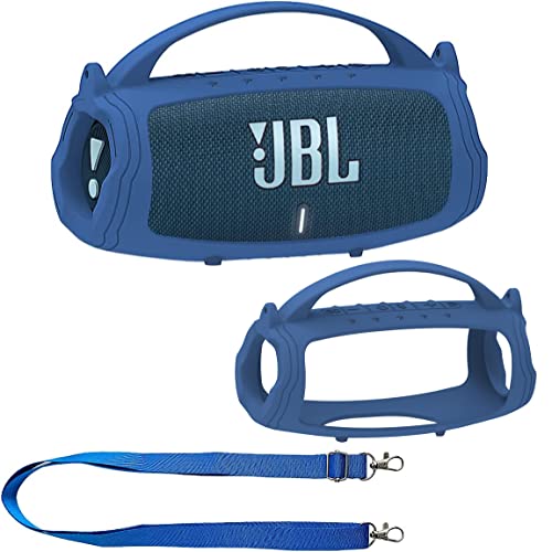Silikon-Schutzhülle für JBL Charge 5 tragbaren Bluetooth-Lautsprecher, Schutzhülle für JBL Charge 5 Lautsprecherzubehör (blaue Hülle, nicht für WLAN-Version) von JCHPINE
