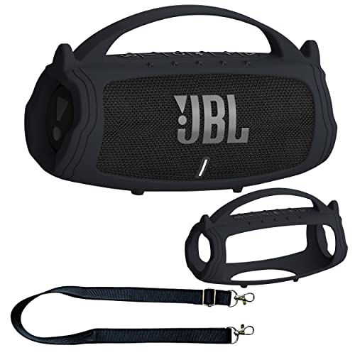 Silikon-Schutzhülle für JBL Charge 5 Tragbarer Bluetooth-Lautsprecher, Schutzhülle für JBL Charge 5 Portable Bluetooth-Lautsprecher Zubehör (schwarze Hülle) von JCHPINE