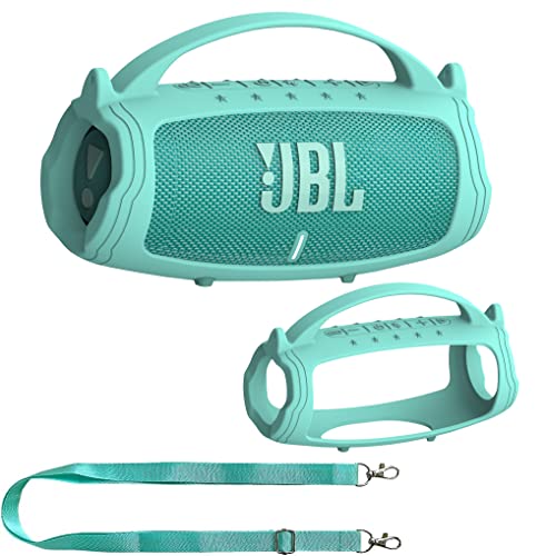 Silikon-Schutzhülle für JBL Charge 5 tragbarer Bluetooth-Lautsprecher, schützende Hülle für JBL Charge 5 tragbares Bluetooth-Lautsprecher-Zubehör (blaugrüne Hülle) von JCHPINE