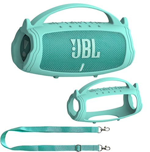 JBL Charge 5 Tragbarer Bluetooth-Lautsprecher, Silikonhülle, Schutzhülle für JBL Charge 5 Lautsprecherzubehör (Blaugrün, nicht für Charge 5 Wi-Fi Version) von JCHPINE