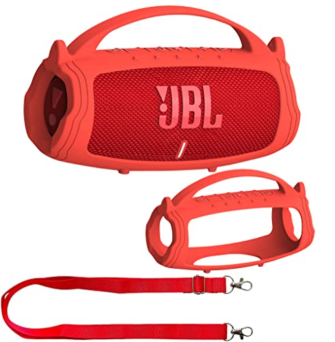 Silikon-Schutzhülle für JBL Charge 5 tragbarer Bluetooth-Lautsprecher, schützende Hülle für JBL Charge 5 tragbares Bluetooth-Lautsprecher-Zubehör (rote Hülle) von JCHPINE