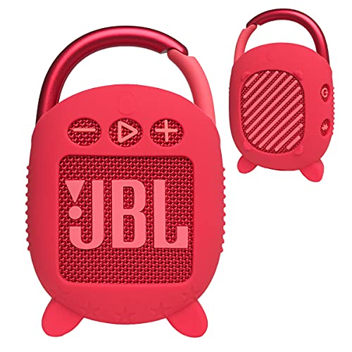Silikon-Schutzhülle für JBL Clip 4 tragbaren Bluetooth-Lautsprecher, schützende Tragetasche für JBL Clip 4 tragbarer Bluetooth-Lautsprecher, Stand-Up-Halterung (rot) von JCHPINE